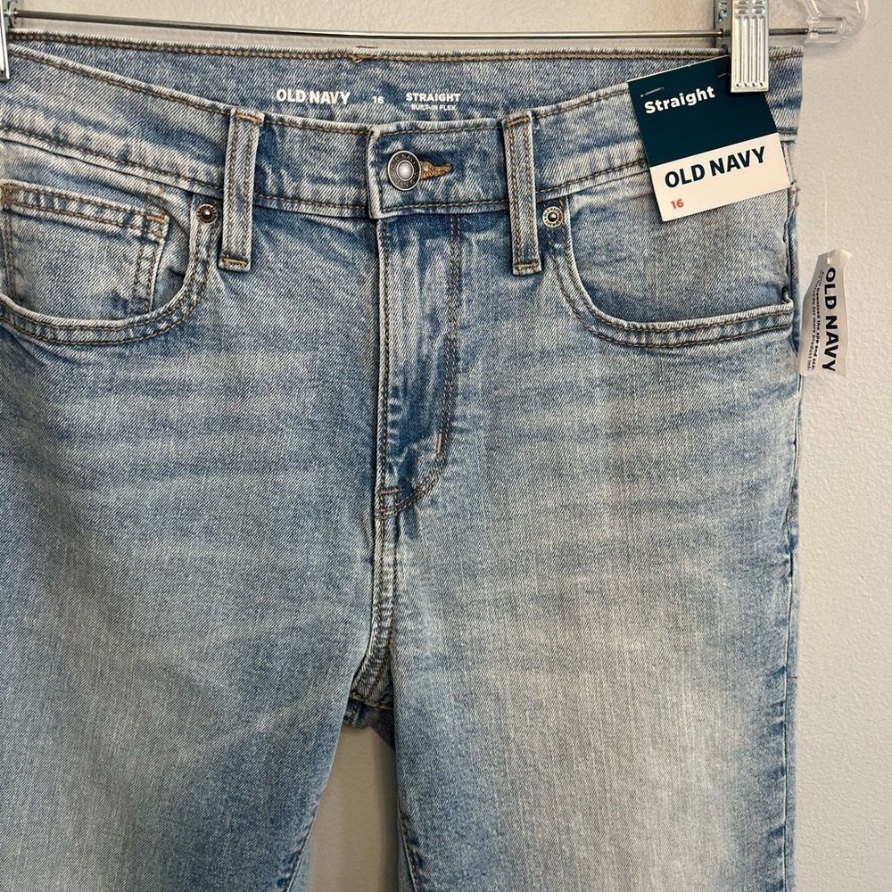 Old Navy Girls Sz 16 Blue Jeans Straight Ankle Built in Flex Adjustable Waist - Picture 6 of 14